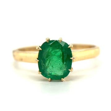 Ring - 14 karaat Geel goud - 1.45ct. tw. Smaragd, Nieuw