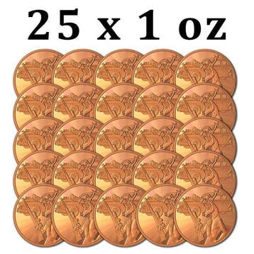 Verenigde Staten. 25 x 1 oz Deer Hunter 999 Copper Round