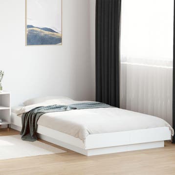 vidaXL Bedframe met LED-verlichting bewerkt hout wit 90x200, 90 cm, Eenpersoons, Verzenden, Wit
