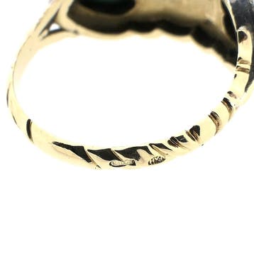 Gouden en zilveren ring met aventurijn, parel en turquoise, Gebruikt, 19 tot 20, Ophalen of Verzenden, Met edelsteen
