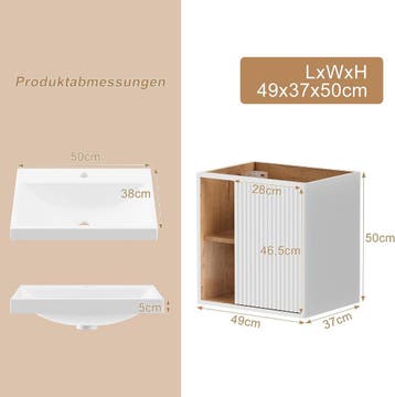 Wastafelkast - Wastafelmeubel - Wastafelonderkast - 50 cm -, Verzenden, Zo goed als nieuw