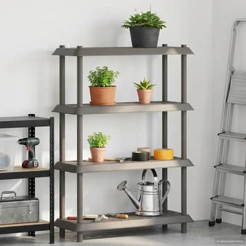 vidaXL Plankenunit 4-laags 100 x 40 x 136,5 cm PP Lichtgrijs, Huis en Inrichting, Overige materialen, Minder dan 50 cm, Verzenden