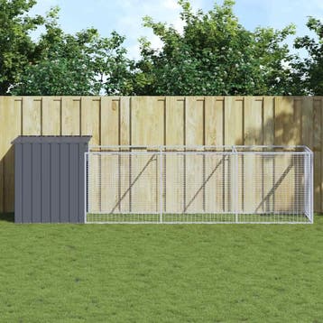 vidaXL Hondenhok met ren 110x405x110 cm gegalvaniseerd staal, Verzenden, Nieuw