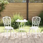 vidaXL Tuin Bistro Set 3 pcs Wit Aluminium, Verzenden, Nieuw, Aluminium, 3 zitplaatsen