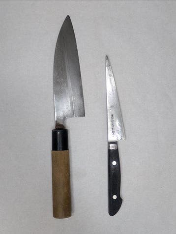 Keukenmes - Hout, Staal - Japan - Wa Deba-mes en Klein mes