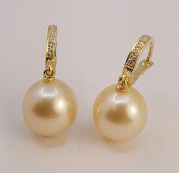 Oorbellen - 14 karaat Geel goud - 0.09ct. tw. - 10×11 mm, Nieuw