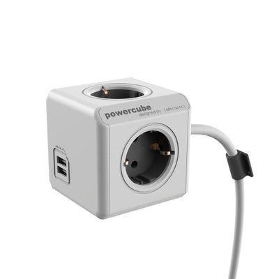 Allocacoc PowerCube Extended USB Grijs 1,5 Meter, Computers en Software, Pc- en Netwerkkabels, Nieuw, Ophalen of Verzenden
