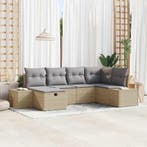 vidaXL Bankstel met kussen 6 pcs poly rattan, Verzenden, Nieuw, Rotan, 6 zitplaatsen