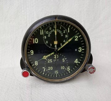AChS-1MB - MiG-vliegtuigcockpitklok - Aluminium, Staal,