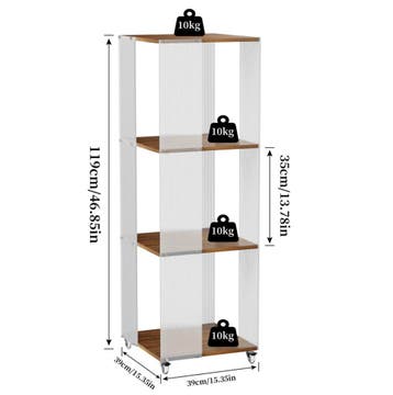 Stellingkast op Wielen – Opbergrek Acrylpaneel + Walnoothout, Huis en Inrichting, Kasten | Stellingkasten, Verzenden, Nieuw