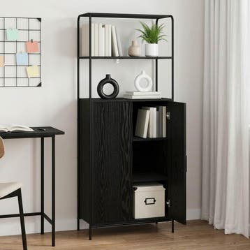 vidaXL buffetkast Zwart eiken 40 x 33 x 161 cm Bewerkt hout, Minder dan 50 cm, Verzenden, Nieuw, Minder dan 100 cm