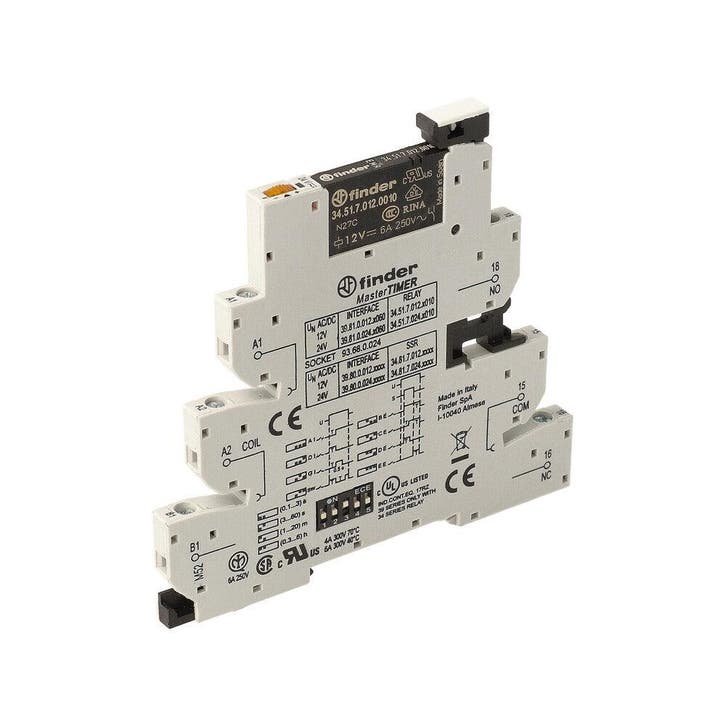 Finder Serie 39 Interface Timer Relais 6A 12V AC DC -, Doe-het-zelf en Verbouw, Elektra en Kabels, Overige typen, Nieuw, Verzenden