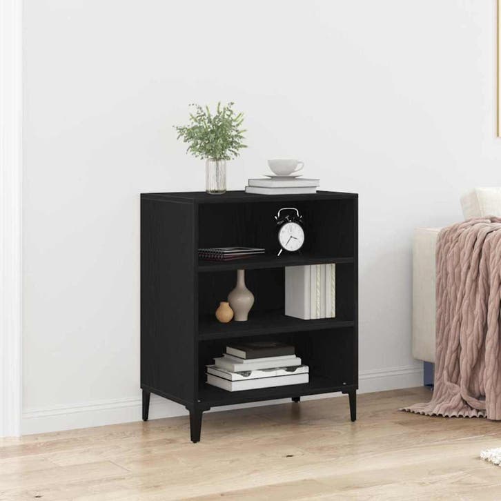 vidaXL Dressoir Zwart Eiken 57 x 35 x 70 cm Bewerkt hout, Huis en Inrichting, Kasten | Dressoirs, Nieuw, Minder dan 50 cm, Overige houtsoorten