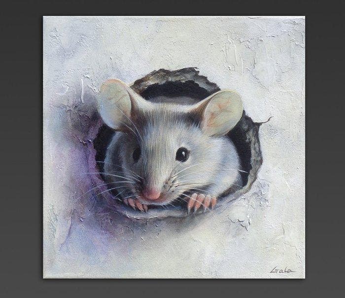 Gala - Mouse, hamster painting ~ Watcher ~, Antiek en Kunst, Kunst | Designobjecten