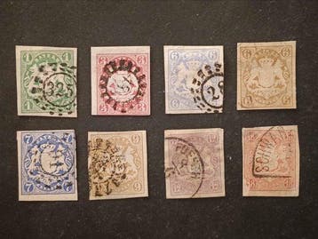 Beieren 1867 - Partij van gesneden merken, Gestempeld