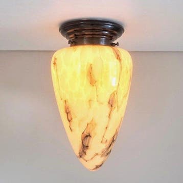 Plafondlamp - Art Deco stijl plafonnière - gemarmerd glas, Nieuw