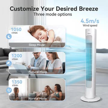 Torenventilator - Fluisterstil - Oscillatie - Wit - Aigostar, Witgoed en Apparatuur, Ventilatoren, Verzenden, Zo goed als nieuw