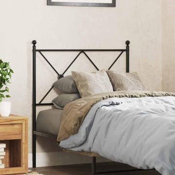 vidaXL Vervangend hoofdbord 75 cm metaal zwart, Verzenden, Nieuw, Zwart, Metaal