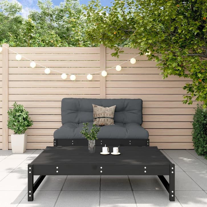 vidaXL 2-delige Loungeset massief grenenhout zwart, Tuin en Terras, Tuinsets en Loungesets, Loungeset, Nieuw, Verzenden