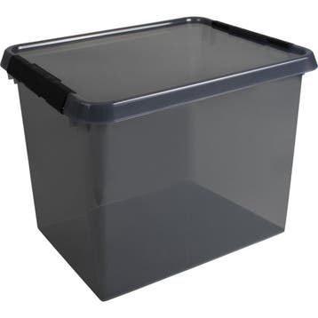 Opbergbox 52L - Transparant/Antraciet, Nieuw