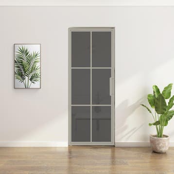 Stalen taatsdeur - Kiezelgrijs - 6 Vlaks - Rookglas, Doe-het-zelf en Verbouw, Minder dan 80 cm, Overige typen, Nieuw, Metaal