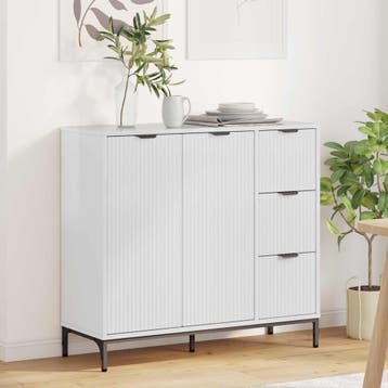 vidaXL Dressoir Hoogglans wit 89,5 x 33 x 82 cm Bewerkt hout, Verzenden, Nieuw, Overige houtsoorten, Minder dan 50 cm