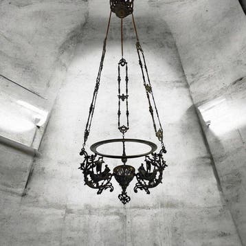 Antieke bronzen en metal hanglamp - Victoriaanse plafondlamp