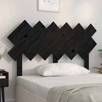 vidaXL Hoofdbord 122,5x3x80,5 cm massief grenenhout zwart, Verzenden, Nieuw, Zwart, Hout