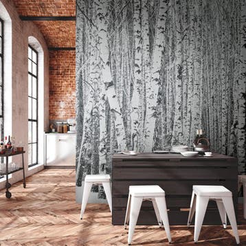 Profhome 382591-GU Fotobehang woud mat zwart wit 3,71 m x, Verzenden