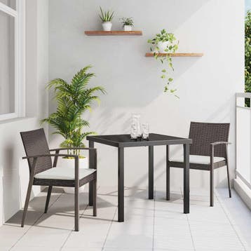 vidaXL Tuin eettafelset 3 pcs Bruin en zwart PE Rattan, Verzenden, Nieuw, Rotan, 3 zitplaatsen