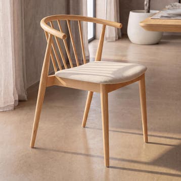 *WOONWINKEL* Scandinavische Spijlenstoel Massief Eiken, Huis en Inrichting, Verzenden, Nieuw, Stof