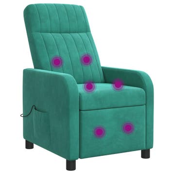 vidaXL Massage Recliner Turquoise fluweel, Verzenden, Nieuw