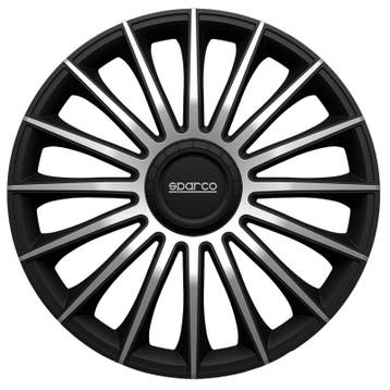 4-Delige Sparco Wieldoppen  Treviso 15-inch zwart/zilver, Verzenden, Nieuw