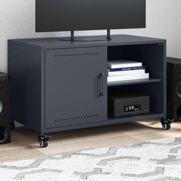 vidaXL Tv-meubel 68x39x43,5 cm staal antracietkleurig, Verzenden, Nieuw, Metaal