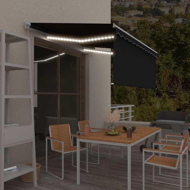 vidaXL Luifel handmatig uittrekbaar rolgordijn LED 3,5x2,5 m, Tuin en Terras, Zonneschermen, Nieuw, Verzenden
