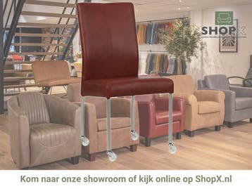 Leren eetkamerstoel Comfort met wieltjes - Granada Rouge, Nieuw, Leer, Ophalen of Verzenden, Rood
