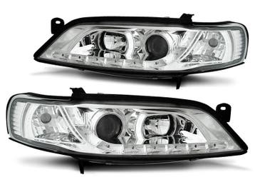 Koplampen Opel Vectra B 96-99 LED Devil Eyes DRL look chroom, Auto-onderdelen, Ophalen of Verzenden, Nieuw