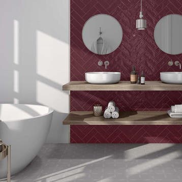Wandtegel Valence May Grana Rood Glans 6,5x20 (Muurtegels), Doe-het-zelf en Verbouw, Tegels, Nieuw, 20 tot 40 cm, 10 m² of meer