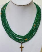 Ketting, ZEER LANG, (250 cm) van natuurlijke smaragd