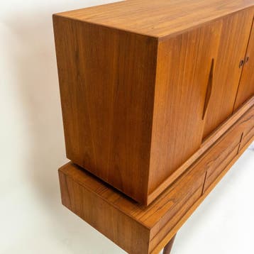 Highboard | Vintage | Teak |  4358, Huis en Inrichting, Kasten | Wandmeubels, Ophalen of Verzenden, Zo goed als nieuw, Teakhout
