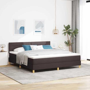 vidaXL Boxspringbed met kussen Donkerbruin 180 x 200 cm Stof, Bruin, Verzenden, Stof, Nieuw