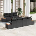 vidaXL Tuin Sofa Set met kussen met opslag 8 pcs Zwart Poly, Verzenden, Nieuw, Rotan