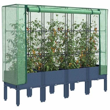 vidaXL Plantenbak verhoogd met kashoes 160x40x140 cm, Verzenden, Nieuw, Kunststof