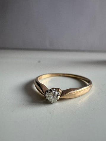 Zonder minimumprijs - Ring - 14 karaat Geel goud, Platina -, Sieraden, Tassen en Uiterlijk, Nieuw