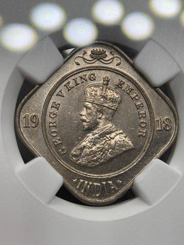 Brits India. George V. 2 Annas 1918 (C) NGC. MS63 (Zonder