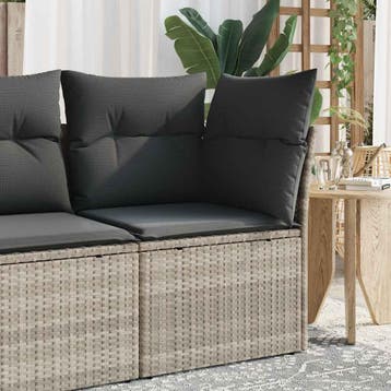 vidaXL Tuinhoekbank met kussens poly rattan lichtgrijs, Verzenden, Nieuw