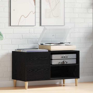 vidaXL Platenkast 84,5 x 38 x 48 cm Bewerkt hout Zwart eiken, Verzenden, Nieuw