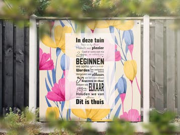 NR 1431: Tuinposter dit is thuis 180x180cm, Nieuw