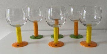 WMF - Wijnglas (6) - Glas - Memphis style wijnglazen