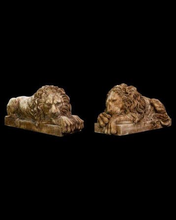 sculptuur, Coppia di grandi Leoni di Venezia - 85 cm -
